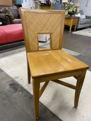 Open Back Wood & Rattan Chair
