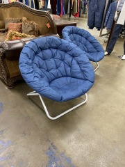 Blue Folding Papasan Chair (Each)