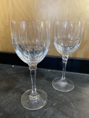 Vintage Lead Crystal Thumbprint Goblet Pair