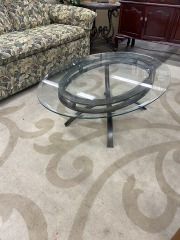 Modern Oval Glass Top Coffee Table