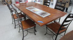 Metal & Wood Dining Table w\/6 Chairs