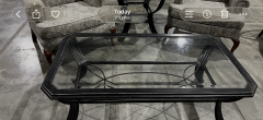 Black metal and glass coffee table 2768