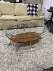 Modern Gold Wood Glass Coffee Table