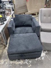 Charcoal Grey Arm Chair and Ottoman