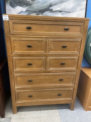 6 Drawer Light Wood Dresser