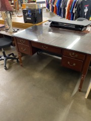 Colonial Locking Glass Top Wood Desk