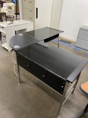 Modern Black & Chrome L-Shape Desk