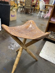 Costa Rica Embossed Leather Western Tripod Stool