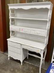 French Provicial White Desk with Hutch