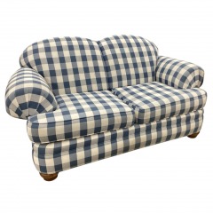 Blue and Off-White Broyhill Plaid Loveseat \u201cAs Is\u201d