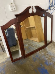 Colonial Traditional Trifold Cherry Finish Mirror