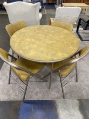 Vintage Vinyl Round Card Table & 4 Chairs