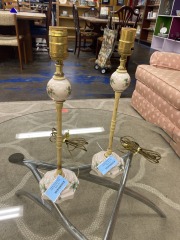 Antique Handpainted Pink MIlk Glass Lamp