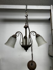 Bronze Chandelier With Frosted Glass