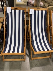 Teak Look Slingback Chair Blue