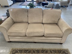 Beige Plush 3 Seat Couch