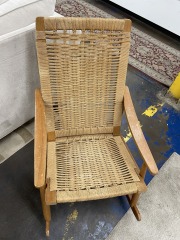 MCM Woven Rocking Chair In the Style of Hans Wagner
