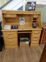 Oak roll top desk