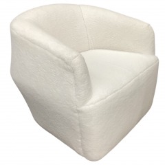 White Soft Fuzzy Swivel Chair
