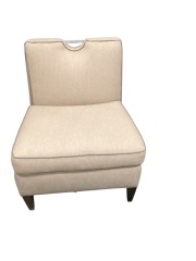 Light Brown Dark Piping Hammered Metal Accent Chair