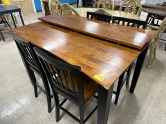 HI TOP DINING SET W\/4 CHAIRS & 1 LEAF