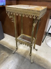 Antique Victorian Brass & Marble Table