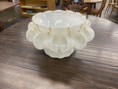 Vintage Anchor Milk Glass Punch Set (Set of 14)