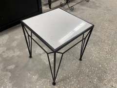 Black Metal and White Marble Side Table\/Plant Stand