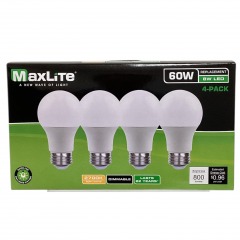 Maxlite 8W Daylight 60W replacement 4 pack - LED bulbs