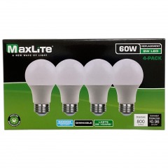 MaxMaxlite 8W Daylight 60W replacement 4 pack - 5000k LED bulbs