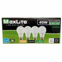 MaxLite 5.5W Soft White 40W replacement 4 pack - LED bulbs