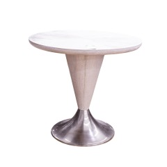Light Finish Metal Base Round Entry Way Table
