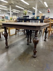 Antique Regal Dark Wood Dining Table (For Restoration)