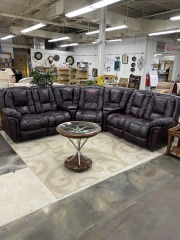 Deep Burgundy Leather Reclining Sectional