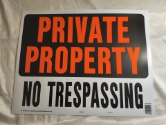 HK Plastic Private Property No trespassing #20400668