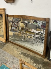 Art Deco Wood Frame Mirror (53 x 35)