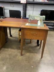 1960's Singer Spartan Metal 327K Sewing Machine in MCM Cabinet