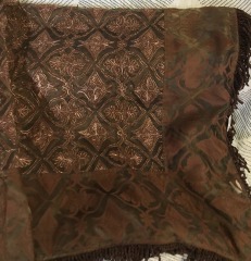 Raz Imports Brown Fringe 75% Silk Beaded Table Topper