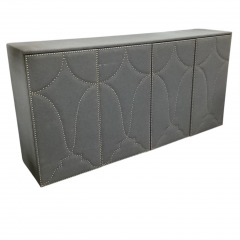 Dark Grey Upholstered 4 Door Nail Trim Side Board