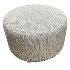 Teal\/White Outdoor Uph. Round Ottoman
