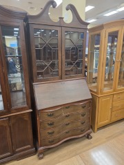 LARGE CLAW AND BALL FOOT SLANT FRONT DESK W\/ 4 DRAWERS