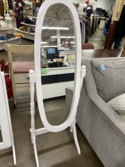 White Oval Standing Tilt Mirror