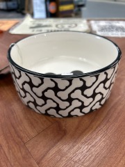 Ceramic Black-and-White Dog Bowl