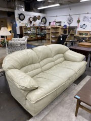 Ivory Clam Shell Leather Couch