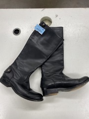 Frye Melissa Zipper Tall Black Leather Riding Boots (Size 6)