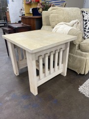 Light Wood Mission Style Side Table