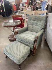 Classy Green Chair with Ottoman