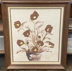 Still Life Of Brown Blooming FlowersFramed Art