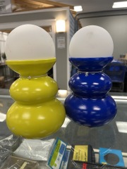 Battery operated LED table lamp (blue & yellow)