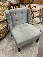 Modern Grey Studded Square Chair